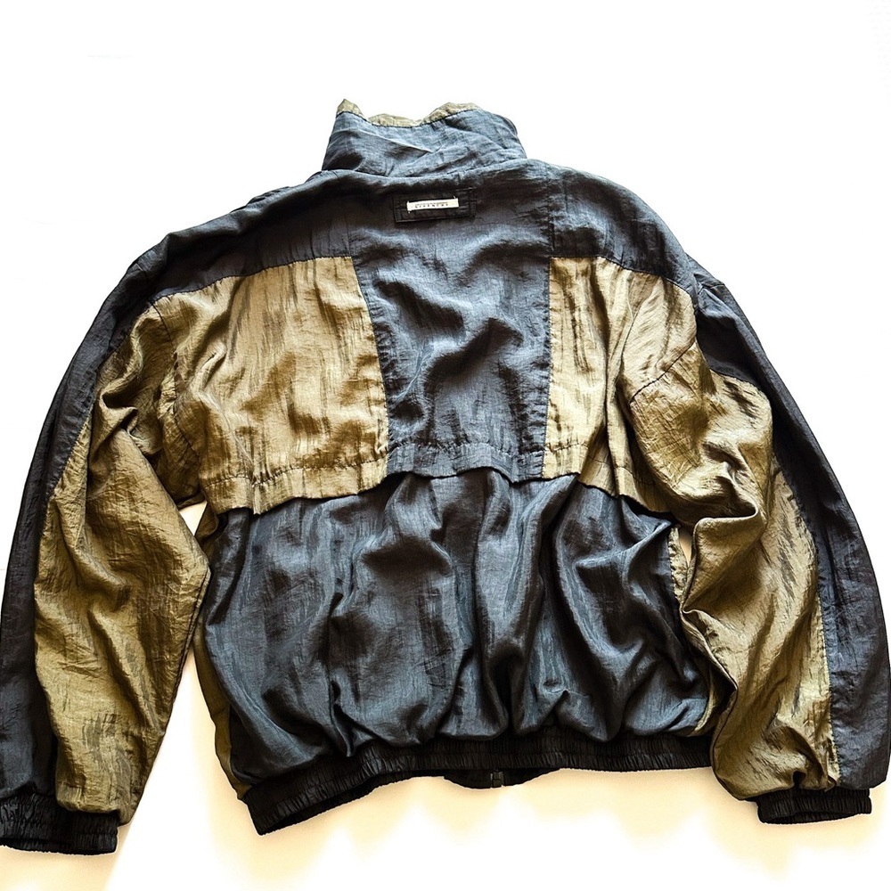 Vintage Givenchy Logo Bomber Windbreaker Jacket Olive & Navy L - Picture 3 of 16